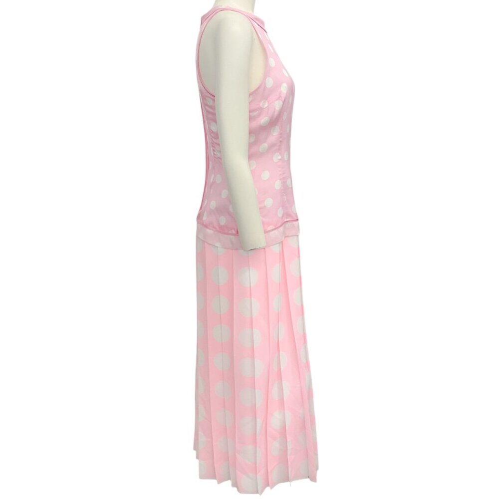 Vivetta Pink / White Pleated Polka Dot Dress - Picture 2 of 4